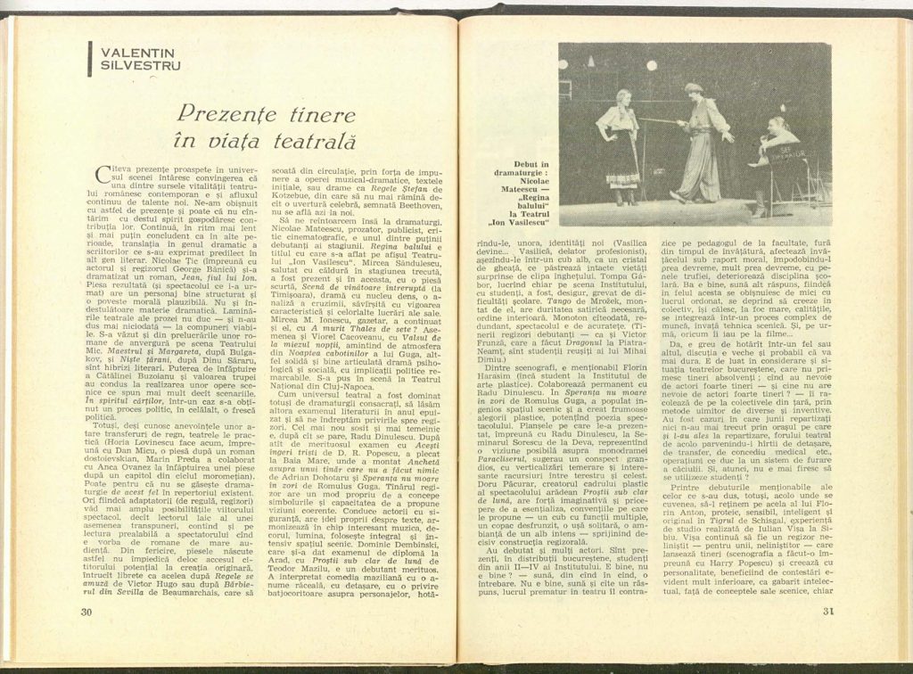 Stagiunea '80-'81: Prezenţe tinere în viaţa teatrală, Revista Teatrul nr. 7,8/1981