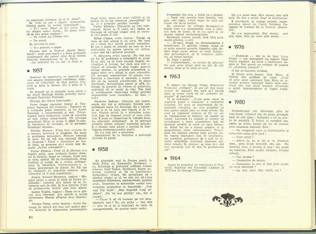 Jurnal de critic (1944 - 1981), Revista Teatrul nr. 1/1982