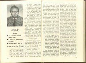 Paul Tutungiu, Convorbire cu Valentin Silvestru despre cei cărora le sîntem datori statui, o istorie a dramaturgiei româneşti şi speciile criticii literare, revista Teatrul nr. 10/1976