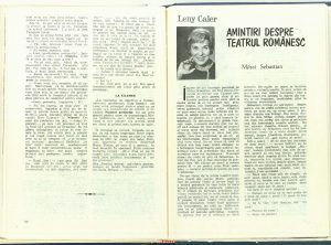 Mari actori români ai secolului 20 despre ei înşişi: Birlic, Revista Teatrul nr. 3/1986