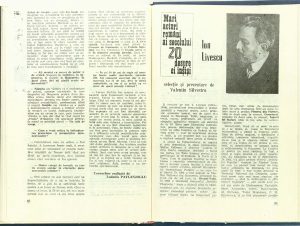 Mari actori români ai secolului 20 despre ei înşişi: Ion Livescu, Revista Teatrul nr. 4/1986