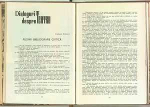 Puţină bibliografie critică, Revista Teatrul, nr. 10/1960