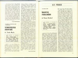 Paul Tutungiu, Cronica dramatică: „Somnoroasa aventură” de Teodor Mazilu (Teatrul Naţional din Timişoara) în Revista Teatrul nr. 2/1982, p. 44.