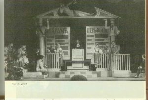 Scenă din spectacolul Procesul domnului Caragiale de Mircea Ștefănescu- Teatrul de Comedie Bucureşti, data premierei: 06.06.1962