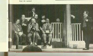 Scenă din spectacolul Procesul domnului Caragiale de Mircea Ștefănescu- Teatrul de Comedie Bucureşti, data premierei: 06.06.1962