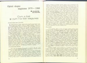 Opinii despre stagiunea 1979-1980. Cum a fost şi cum n-a fost stagiunea, Revista Teatrul nr. 7,8/1980